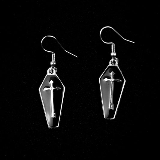 BLACK COFFIN EARRINGS - PACK OF 5 - Extreme Largeness Wholesale