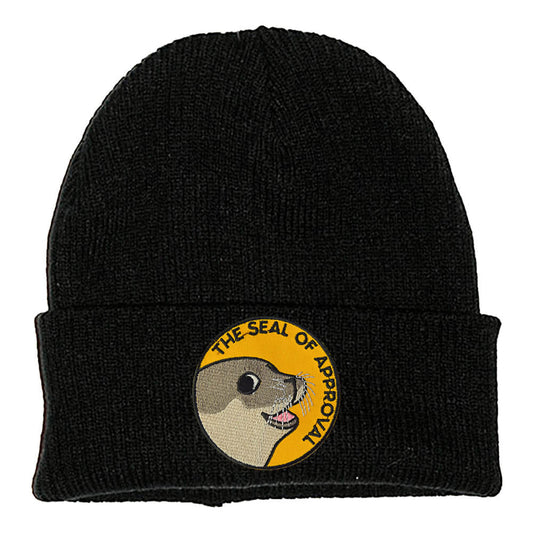 THE SEAL OF APPROVAL PATCH BLACK BEANIE - PACK OF 3 - Extreme Largeness Wholesale