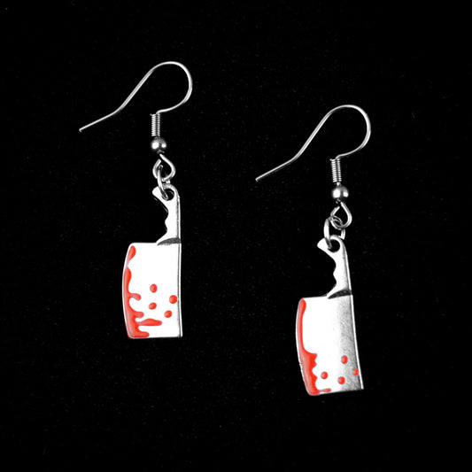 BLOODY MEAT CLEAVER EARRINGS - PACK OF 5 - Extreme Largeness Wholesale