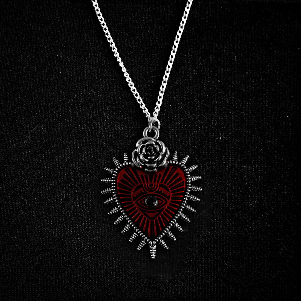 RED SACRED HEART NECKLACE - PACK OF 5 - Extreme Largeness Wholesale