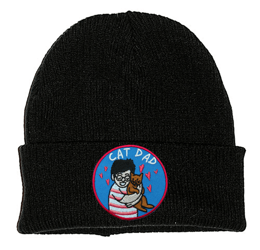 CAT DAD PATCH BLACK BEANIE - PACK OF 3 - Extreme Largeness Wholesale