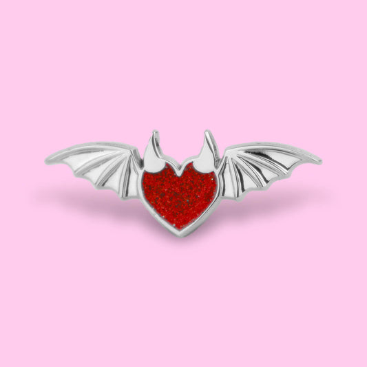 DEVIL HEART WITH WINGS ENAMEL PIN - PACK OF 5 - Extreme Largeness Wholesale