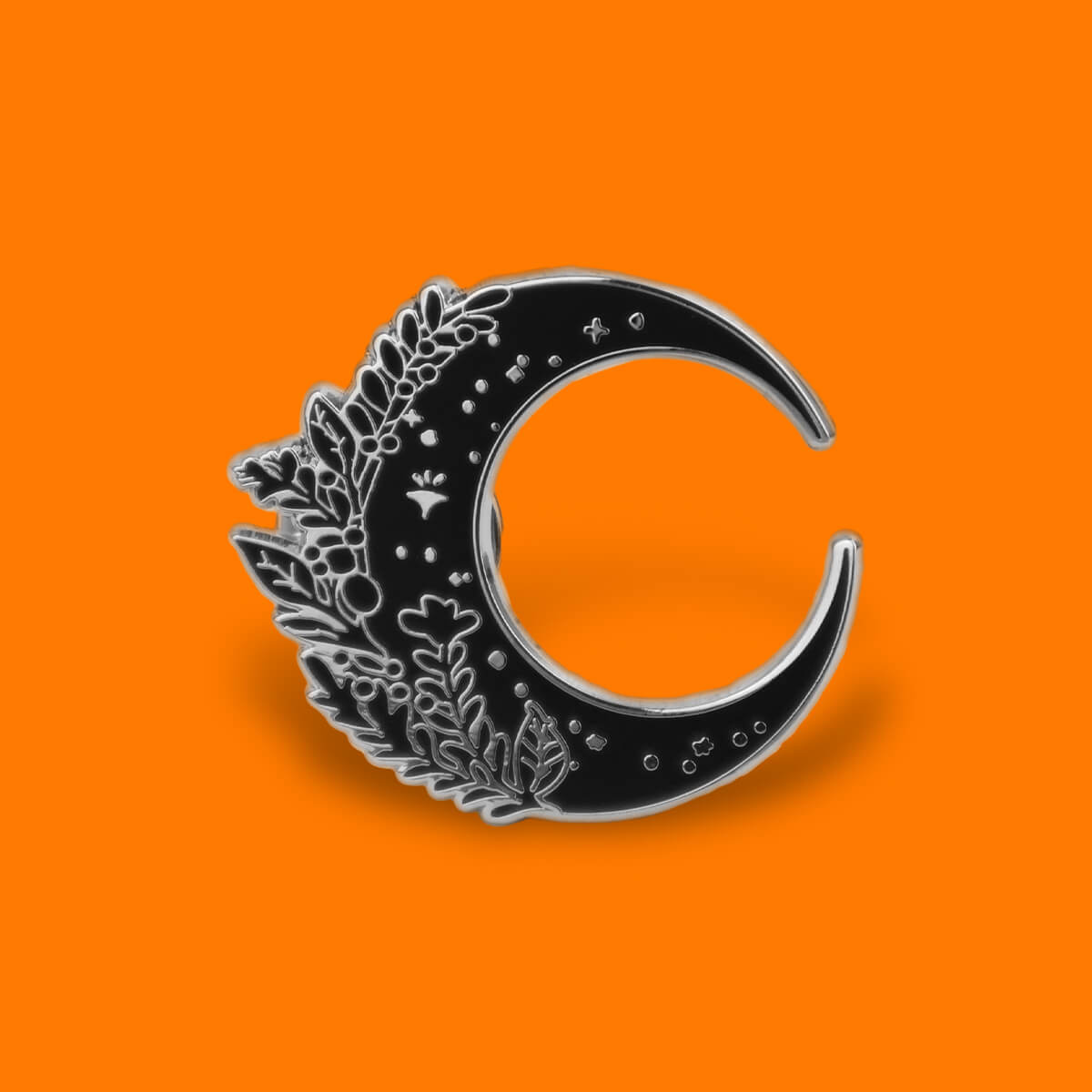 FLORAL MOON BLACK ENAMEL PIN - PACK OF 5 - Extreme Largeness Wholesale