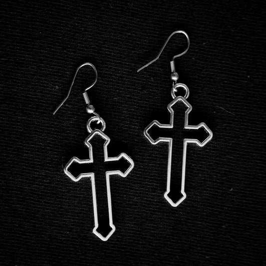 HOLLOW CROSS EARRINGS - PACK OF 5 - Extreme Largeness Wholesale