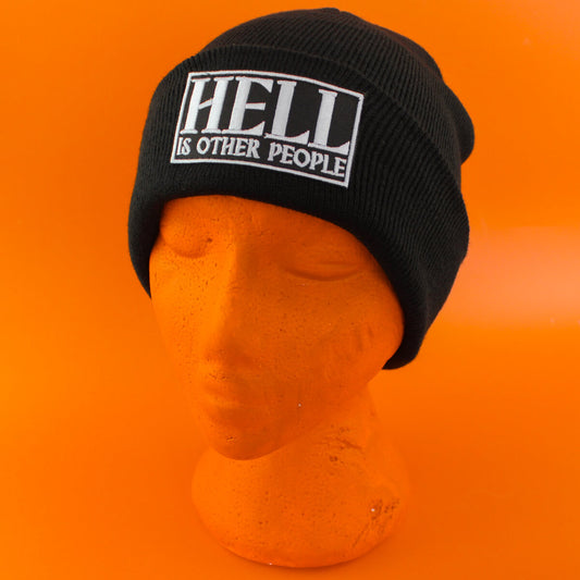HELL IS OTHER PEOPLE PATCH BLACK BEANIE - PACK OF 3 - Extreme Largeness Wholesale