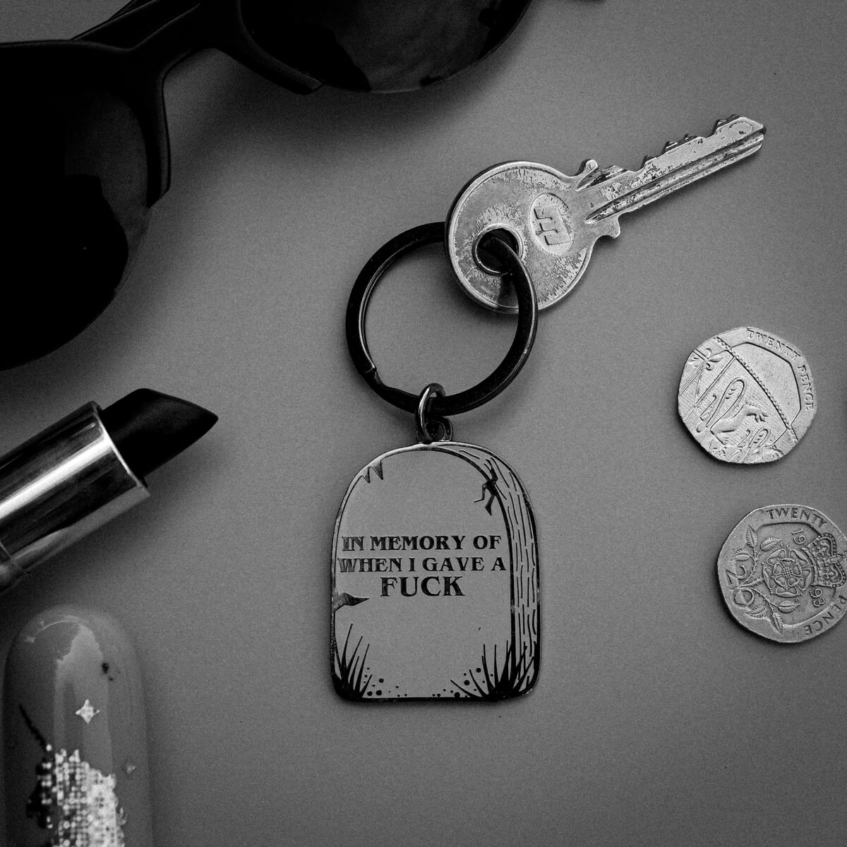 IN MEMORY OF WHEN I GAVE A FUCK KEYRING - PACK OF 5 - Extreme Largeness Wholesale