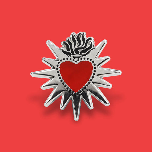 RED SACRED HEART ENAMEL PIN - PACK OF 5 - Extreme Largeness Wholesale