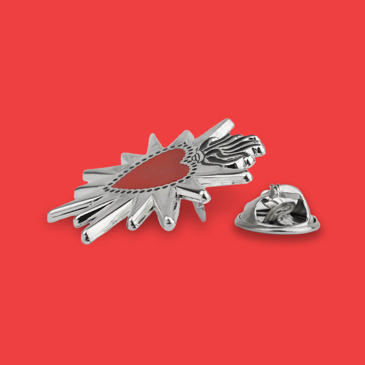 RED SACRED HEART ENAMEL PIN - PACK OF 5 - Extreme Largeness Wholesale