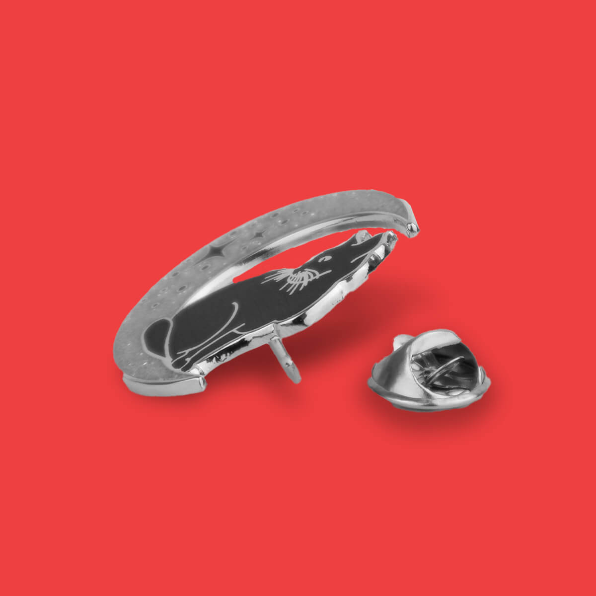 CAT ON GLITTER MOON ENAMEL PIN - PACK OF 5 - Extreme Largeness Wholesale