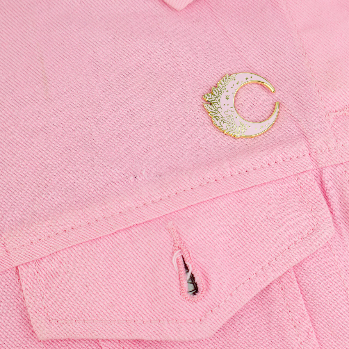 FLORAL MOON PINK ENAMEL PIN - PACK OF 5 - Extreme Largeness Wholesale