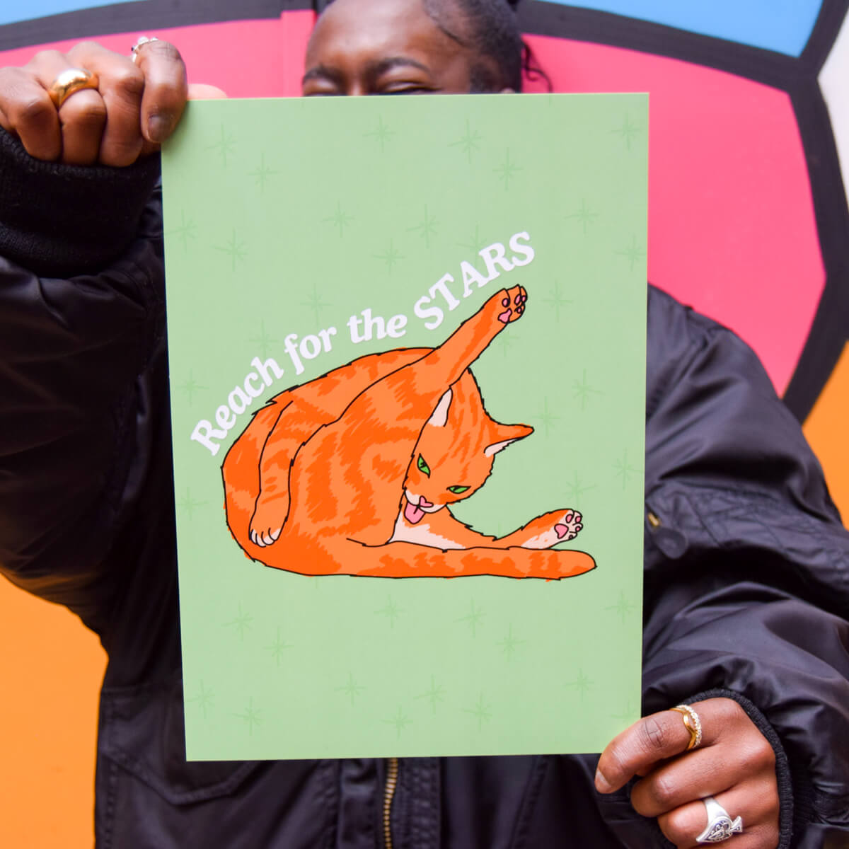 CAT LICKING BUTT A4 PRINT - PACK OF 3
