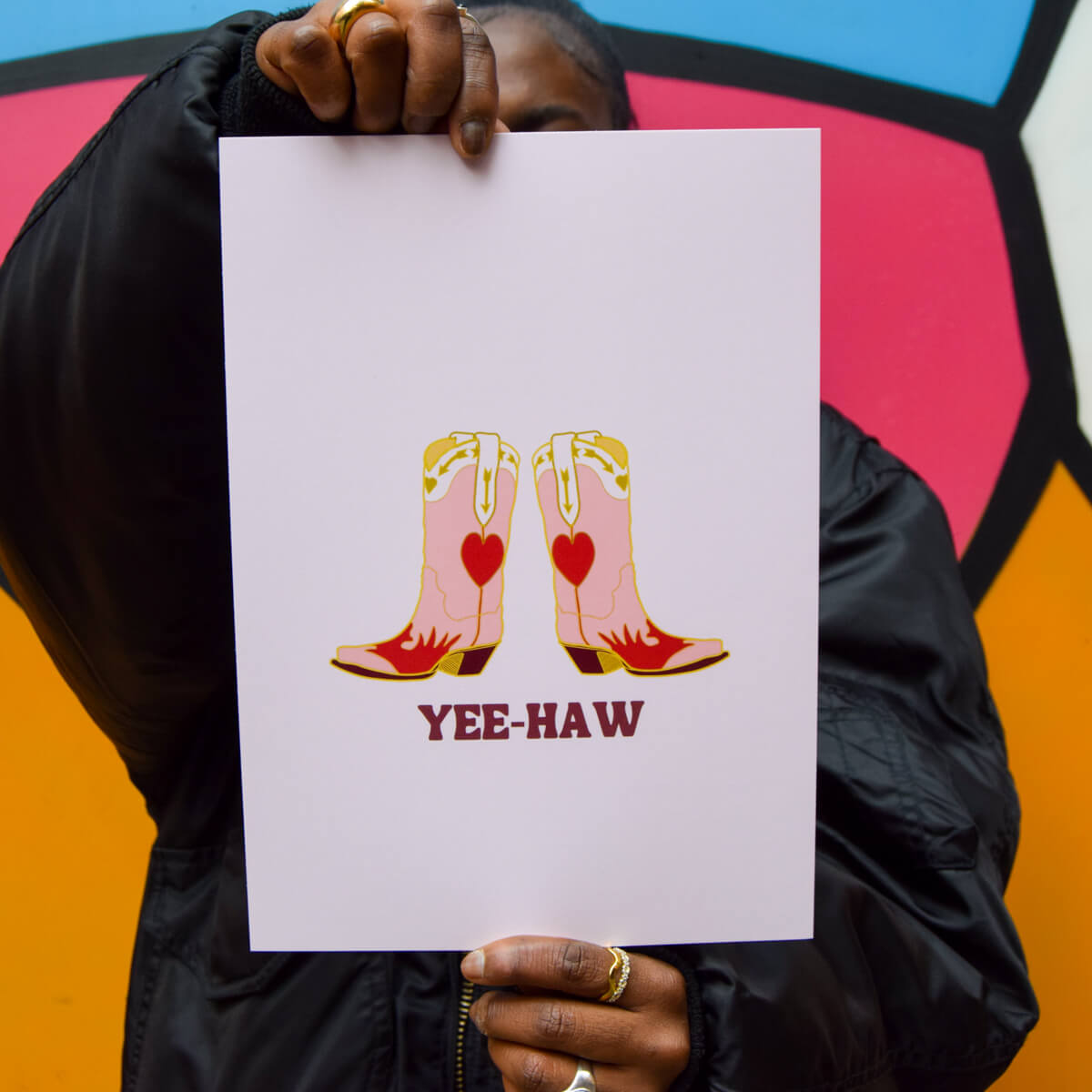YEE HAW COWBOY BOOTS A4 PRINT - PACK OF 3
