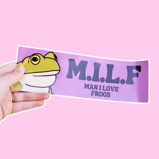 M.I.L.F MAN I LOVE FROGS BUMPER STICKER - PACK OF 5 - Extreme Largeness Wholesale