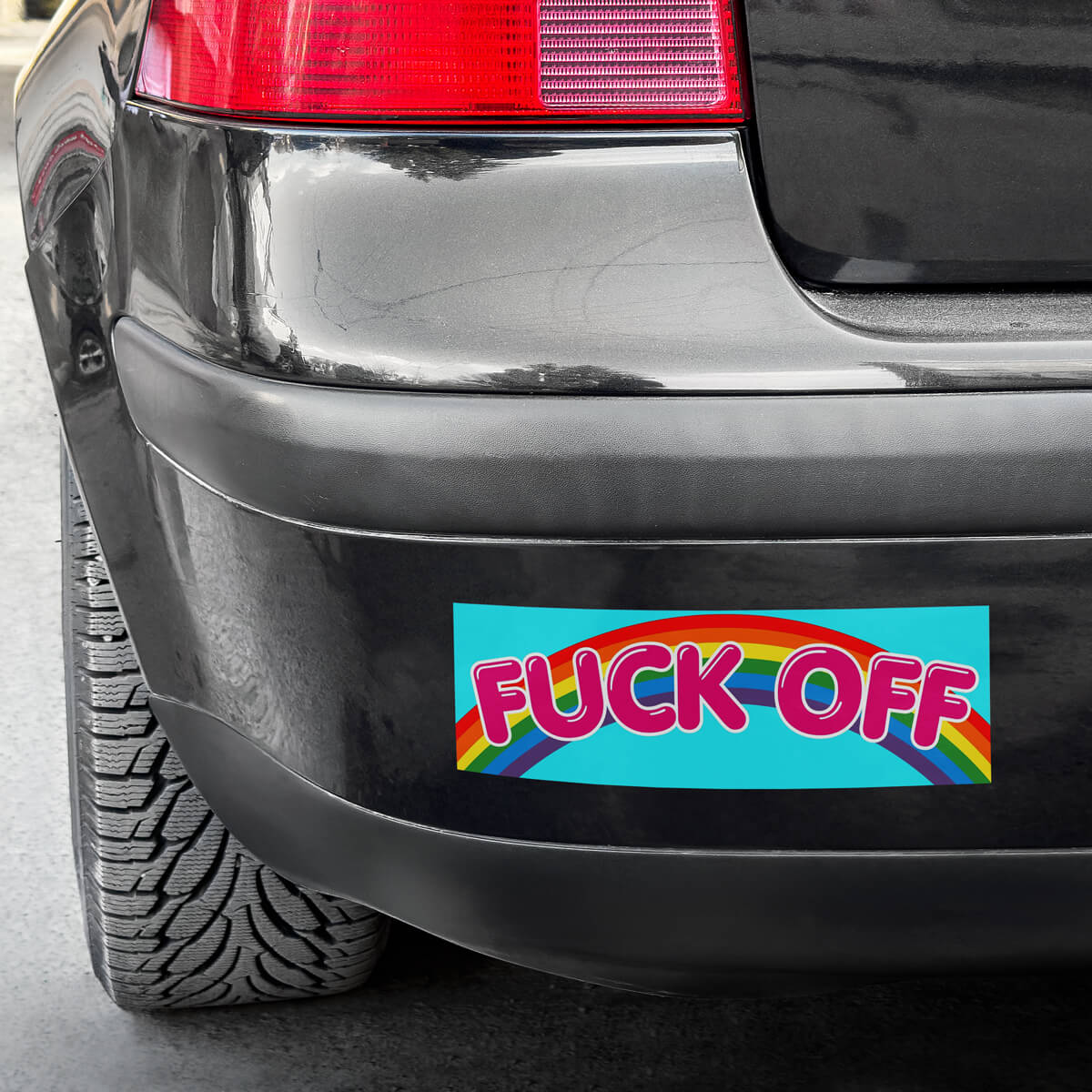 FUCK OFF RAINBOW BUMPER STICKER - PACK OF 5 - Extreme Largeness Wholesale