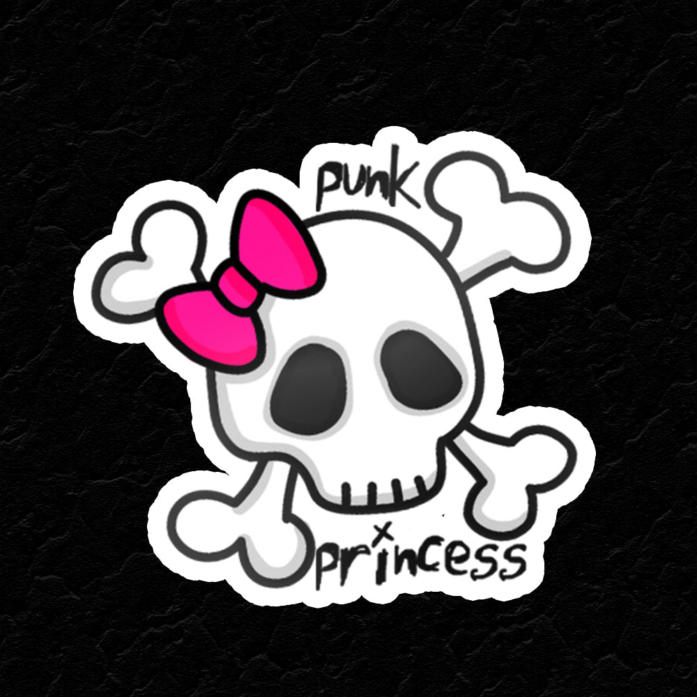 PUNK PRINCESS SKULL STICKER - PACK OF 10 - Extreme Largeness Wholesale