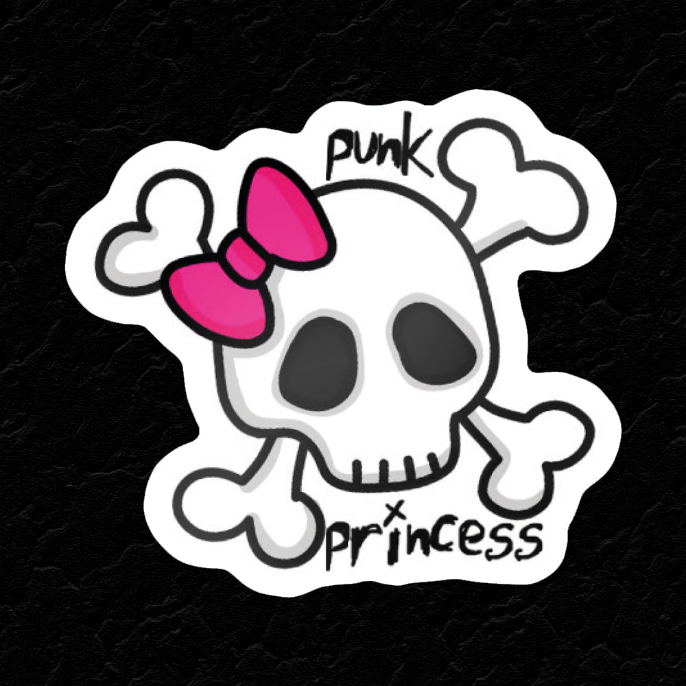 PUNK PRINCESS SKULL STICKER - PACK OF 10 - Extreme Largeness Wholesale