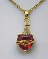 LNK653 Sacred Heart Red Gem Thorns Necklace Gold - Extreme Largeness Wholesale