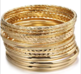 LBRC132 Bangle Stack Skinny Gold - 12 pcs - Extreme Largeness Wholesale