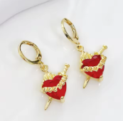ER1214 Sacred Heart Gem & Sword Earrings