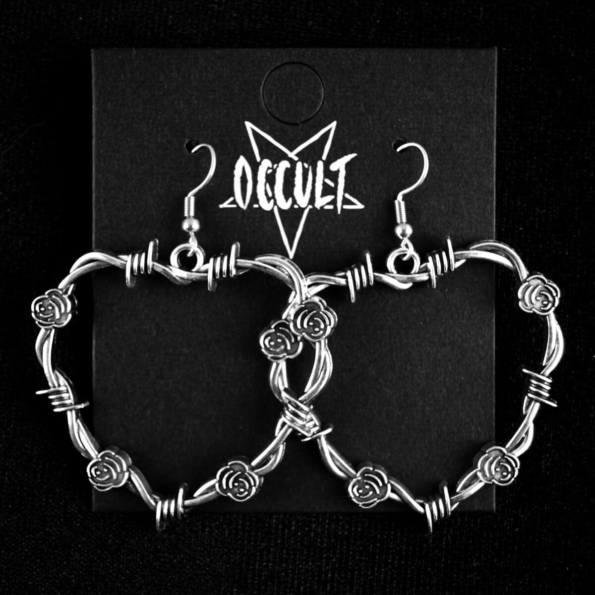 LARGE BARBED WIRE HEART EARRINGS - PACK OF 5