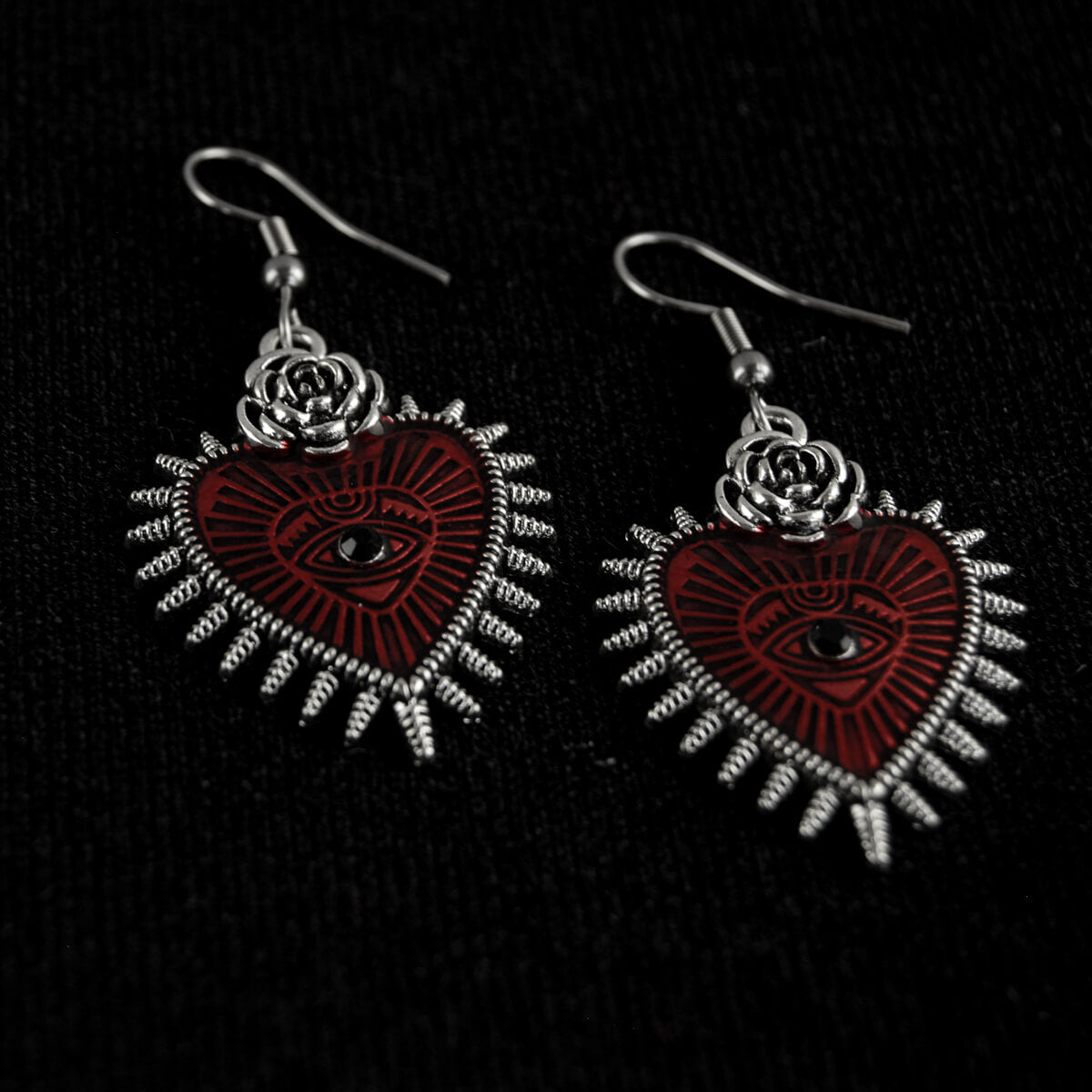 RED SACRED HEART EARRINGS - PACK OF 5
