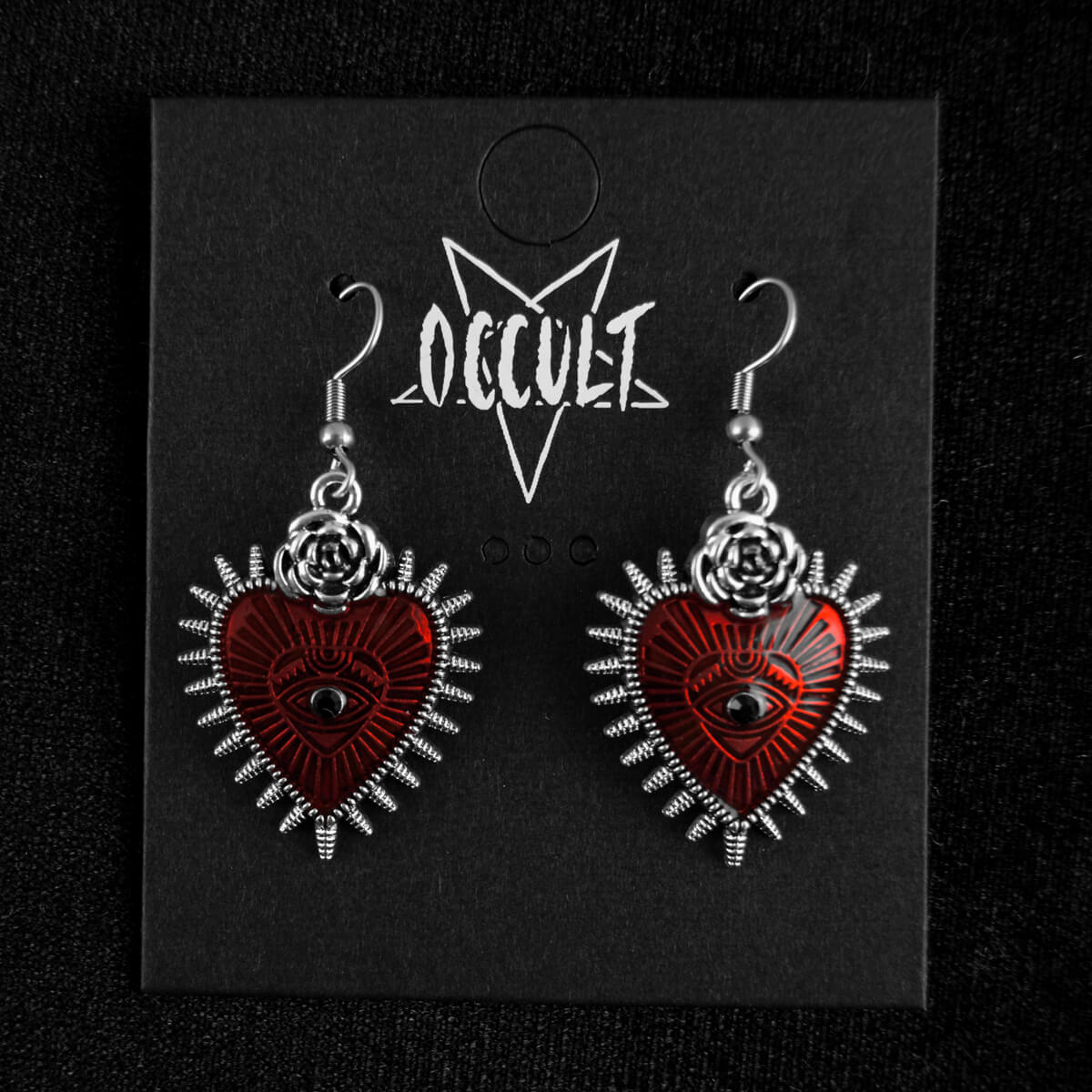 RED SACRED HEART EARRINGS - PACK OF 5