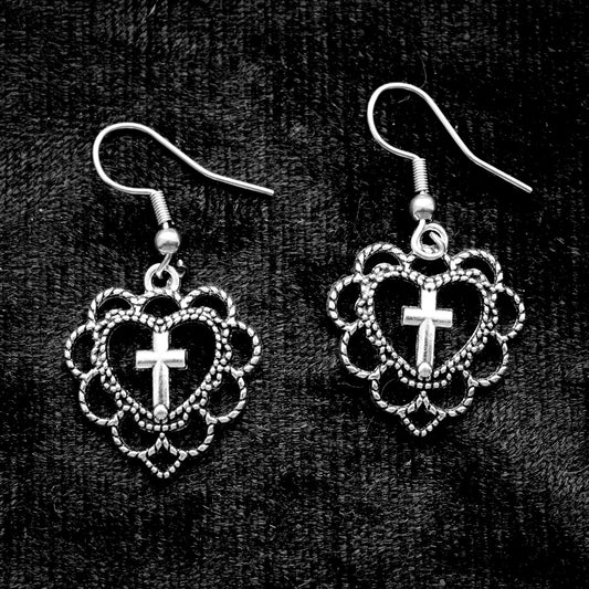 CROSS HEART EARRINGS - PACK OF 5 - Extreme Largeness Wholesale