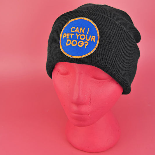 CAN I PET YOUR DOG? PATCH BLACK BEANIE - PACK OF 3 - Extreme Largeness Wholesale