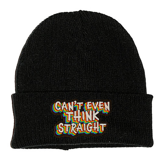 CAN'T EVEN THINK STRAIGHT PATCH BLACK BEANIE - PACK OF 3 - Extreme Largeness Wholesale