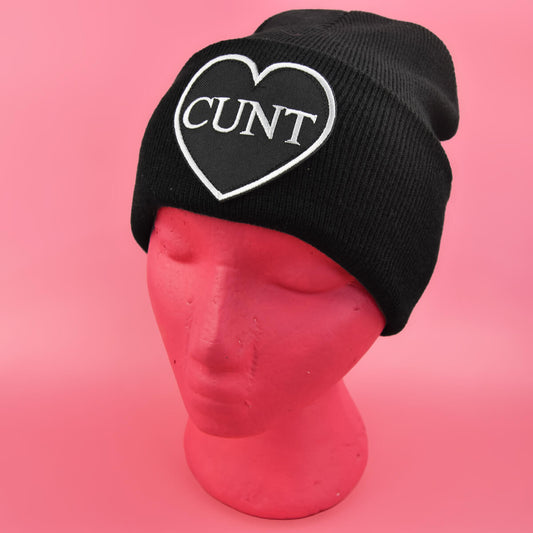 CUNT BLACK HEART BLACK BEANIE - PACK OF 3 - Extreme Largeness Wholesale