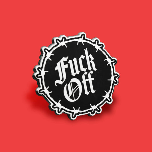 FUCK OFF GOTHIC ENAMEL PIN - PACK OF 5 - Extreme Largeness Wholesale