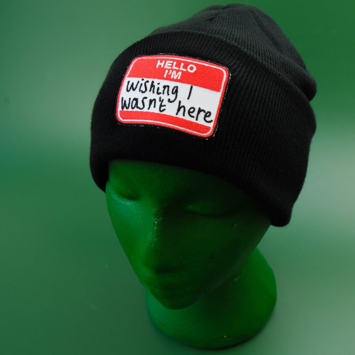 HELLO I'M WISHING PATCH BLACK BEANIE - PACK OF 3 - Extreme Largeness Wholesale