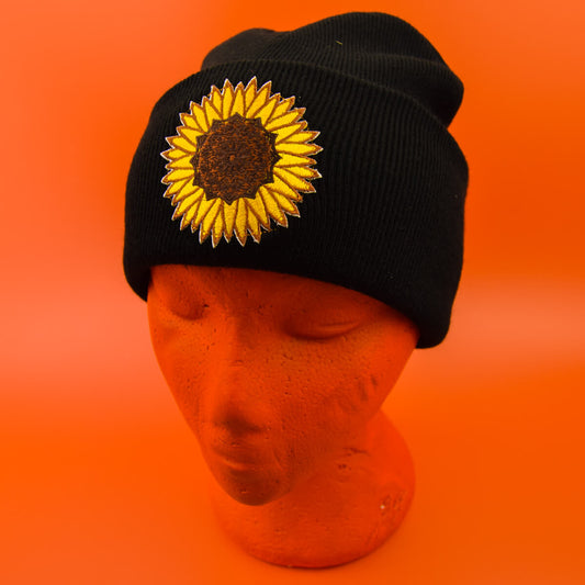 SUNFLOWER MANDALA PATCH BEANIE - PACK OF 3 - Extreme Largeness Wholesale