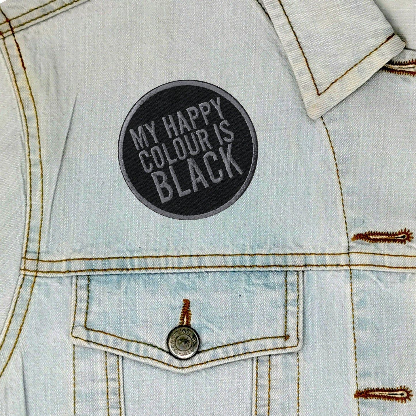 MY HAPPY COLOUR IS BLACK PATCH - PACK OF 6 - Extreme Largeness Wholesale