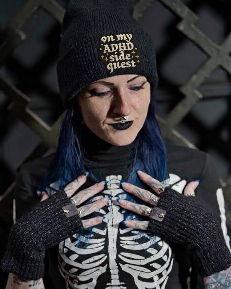 ON MY ADHD SIDE QUEST PATCH BEANIE - PACK OF 3 - Extreme Largeness Wholesale
