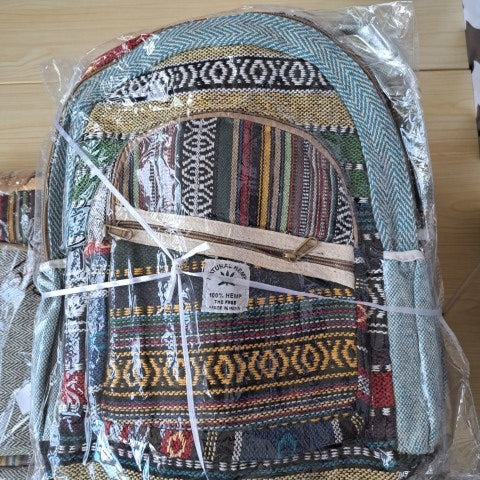 PATTERNED HEMP BACKPACK