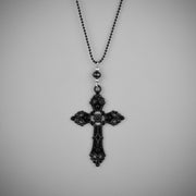 Black Cross on Black Ball Chain Necklace | Extreme Largeness Wholesale