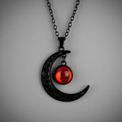 BLACK MOON & RED GEM NECKLACE - PACK OF 5