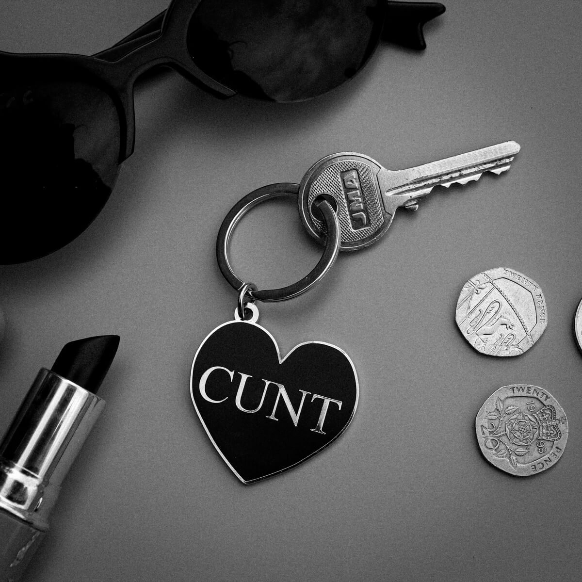 Cunt Black Heart Keyring | Extreme Largeness Wholesale