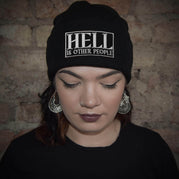 Hell Is Other People Patch Black Beanie | Extreme Largeness Wholesale