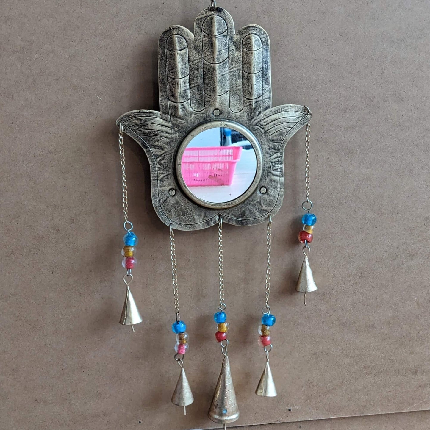 LIFE260A HAMSA HAND MIRROR BELLS