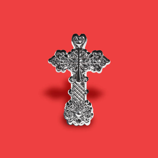 ORNATE GOTHIC CROSS ENAMEL PIN - PACK OF 5 - Extreme Largeness Wholesale