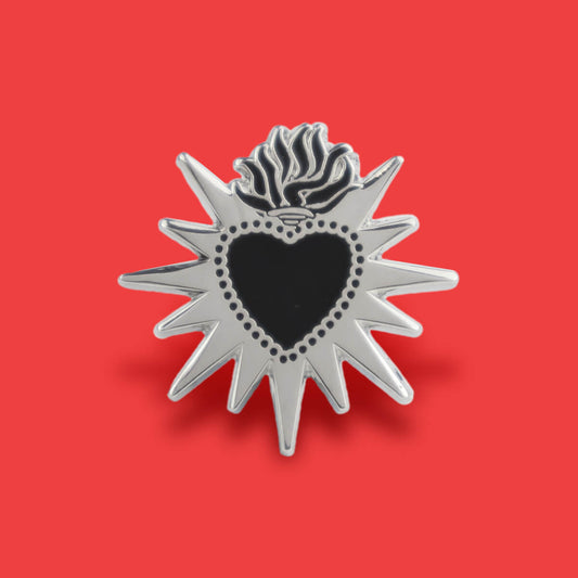 BLACK SACRED HEART ENAMEL PIN - PACK OF 5 - Extreme Largeness Wholesale