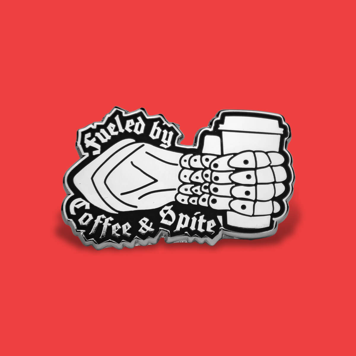 Fueled By Coffee & Spite Enamel Pin • Extreme Largeness Wholesale