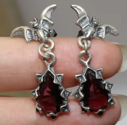 ER1045 Ruby Bat Earrings