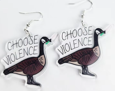 ER996 Choose Violence Geese Earrings