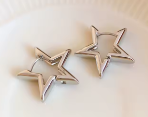 ER1168 Star Hoops Silver - Extreme Largeness Wholesale