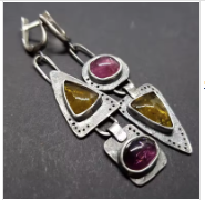 ER1174 Double Stone Asymmetric Earrings - Extreme Largeness Wholesale