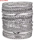 LBRC133 Bangle Stack Medium Silver - 12 pcs - Extreme Largeness Wholesale