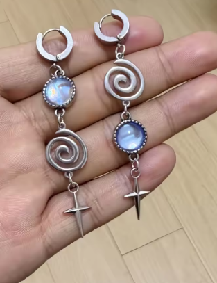 ER1264 Spiral Stone Drop Earrings - Extreme Largeness Wholesale